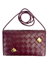 Bottega Veneta Burgundy Nappa Studded Wallet on Strap