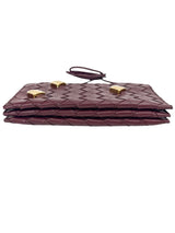 Bottega Veneta Burgundy Nappa Studded Wallet on Strap