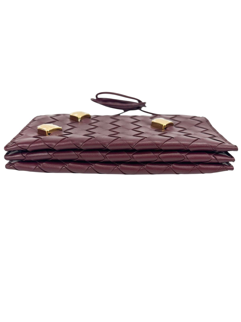 Bottega Veneta Burgundy Nappa Studded Wallet on Strap