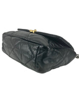 Chanel 19 Black Goatskin Quilted Medium Size