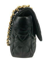 Chanel 19 Black Goatskin Quilted Medium Size