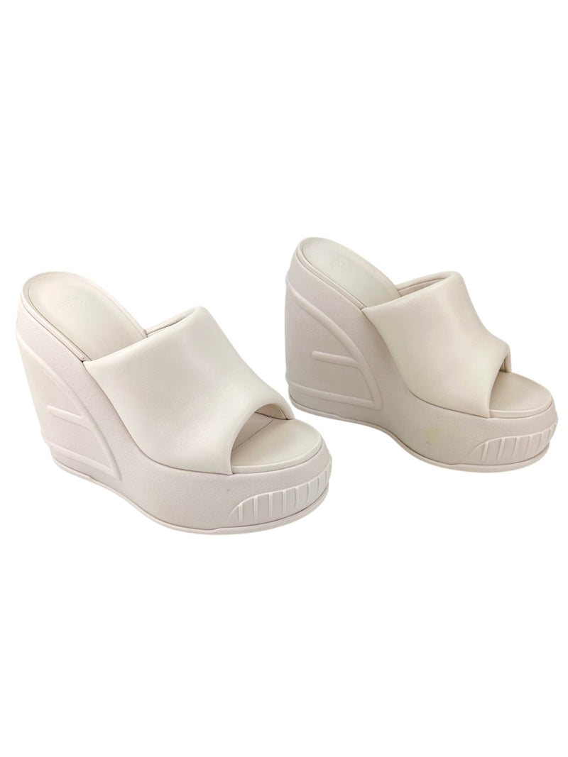 Fendi Almond Fashion Show Leather Platform Sandals Size 39