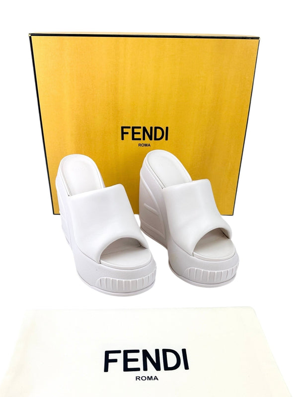 Fendi Almond Fashion Show Leather Platform Sandals Size 39