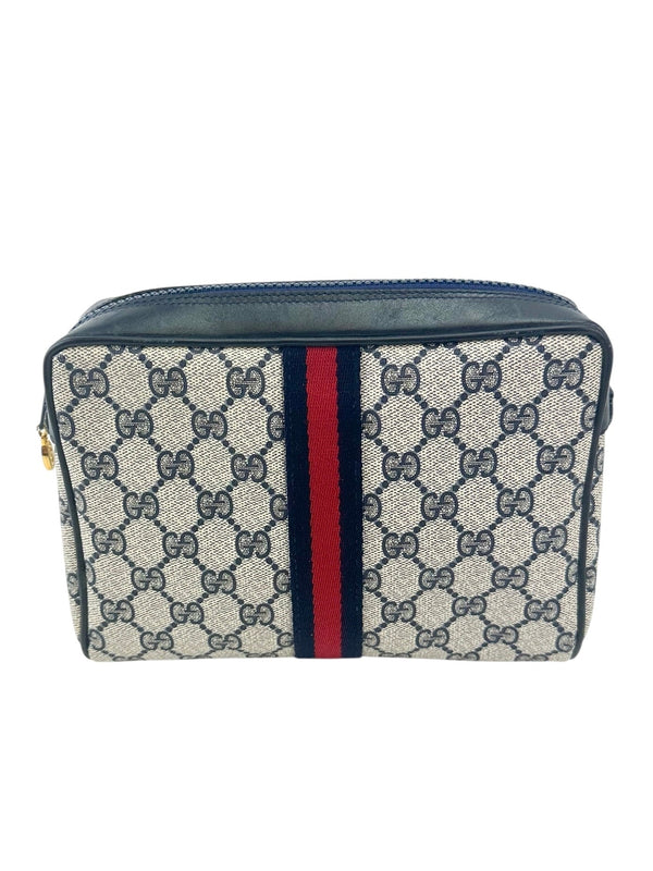 Gucci Navy Blue Coated Canvas Pouch