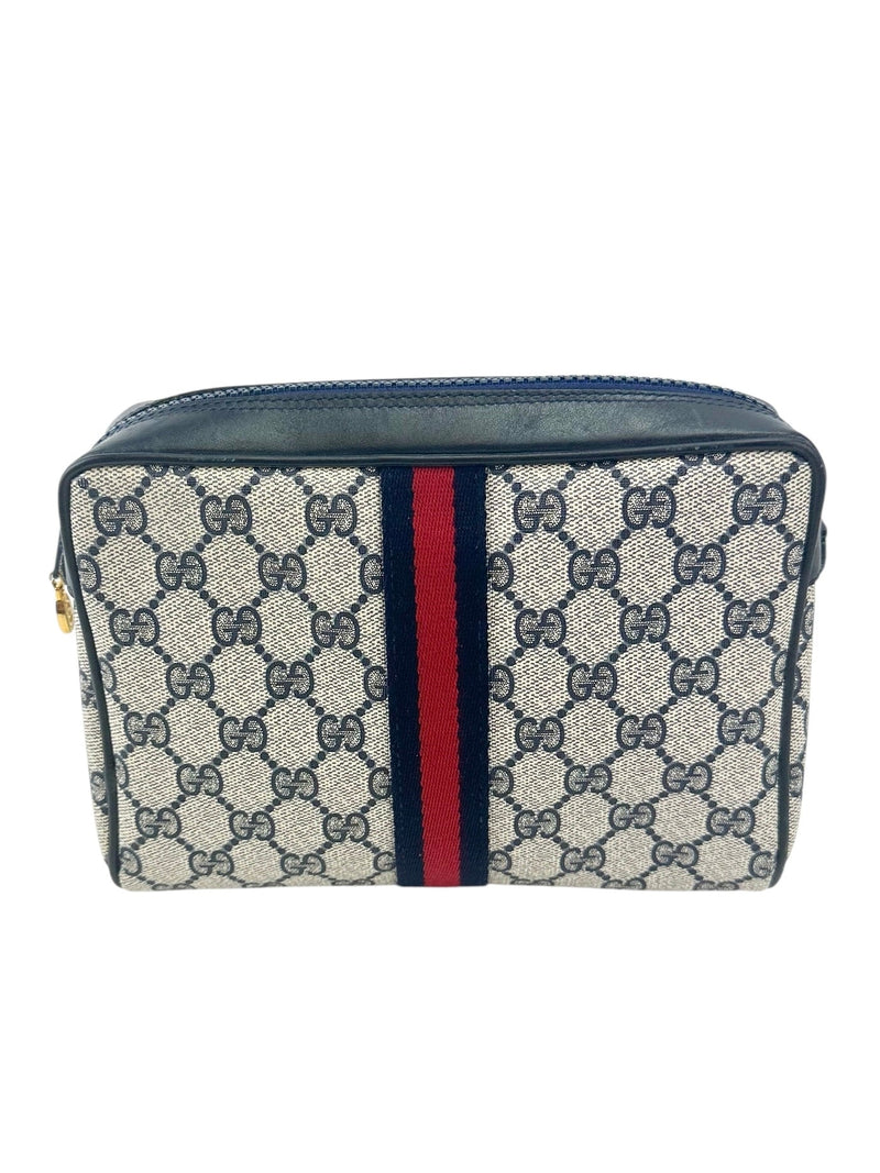 Gucci Navy Blue Coated Canvas Pouch