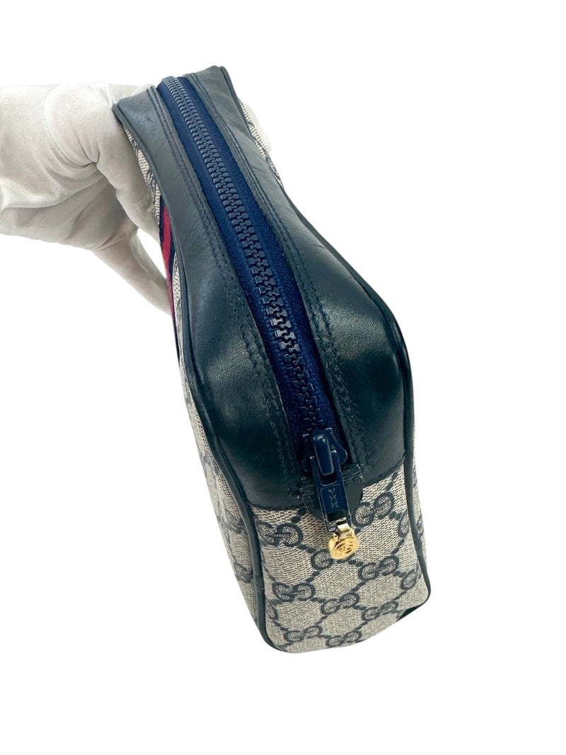 Gucci Navy Blue Coated Canvas Pouch