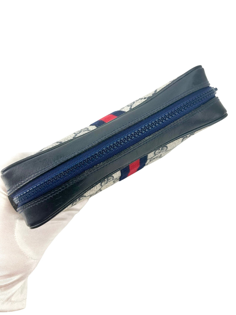 Gucci Navy Blue Coated Canvas Pouch