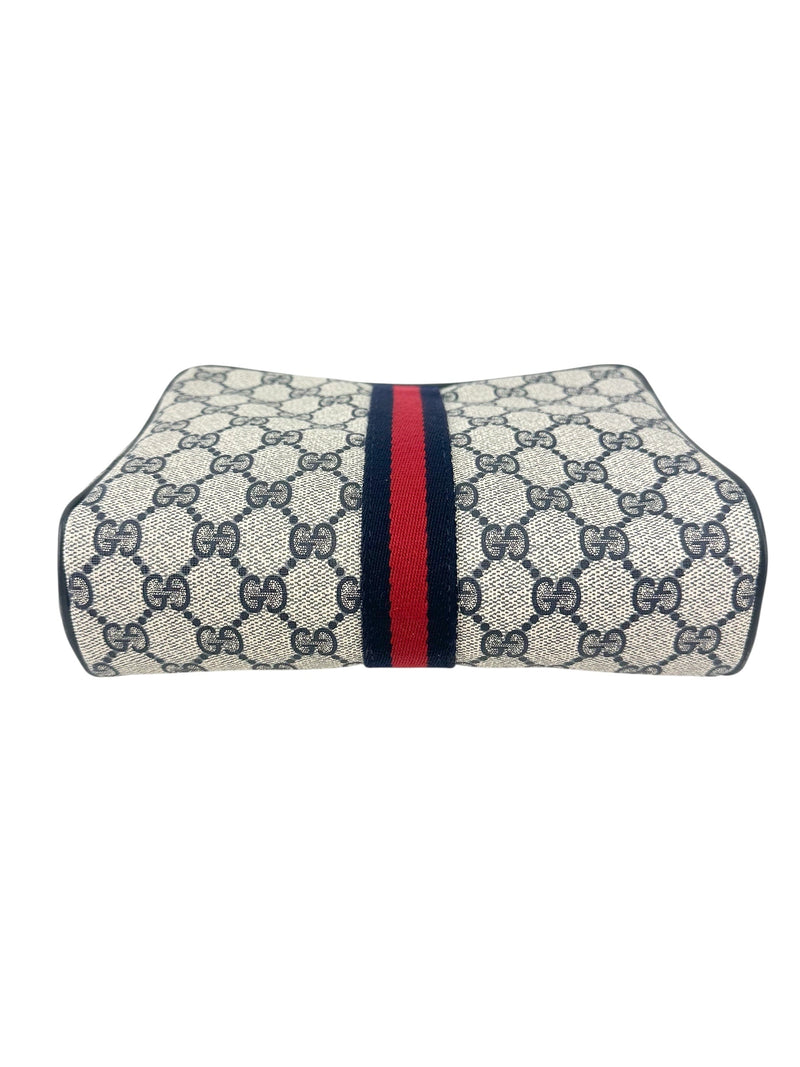 Gucci Navy Blue Coated Canvas Pouch