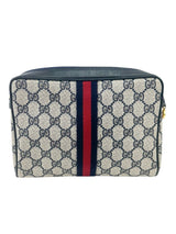 Gucci Navy Blue Coated Canvas Pouch