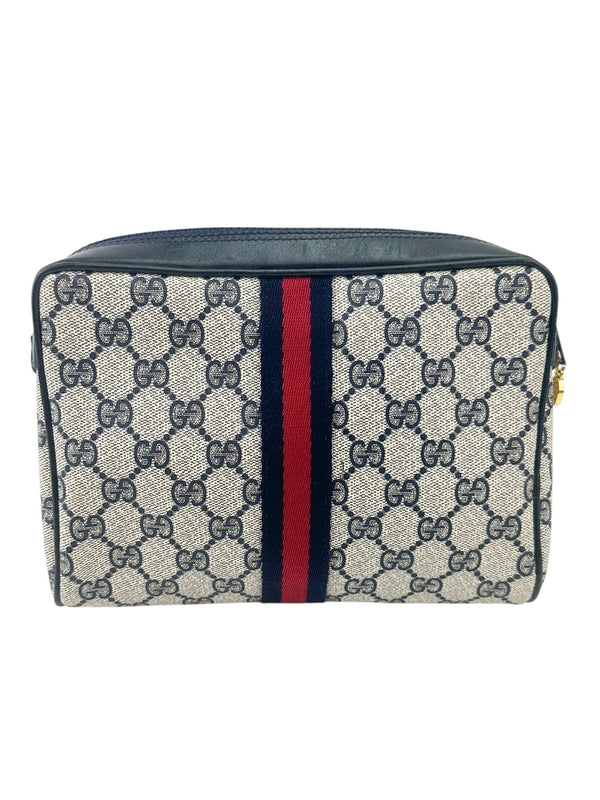 Gucci Navy Blue Coated Canvas Pouch