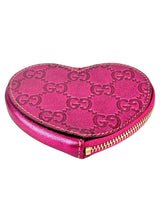 Gucci Metallic Pink Coin Heart  Pouch