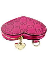 Gucci Metallic Pink Coin Heart  Pouch