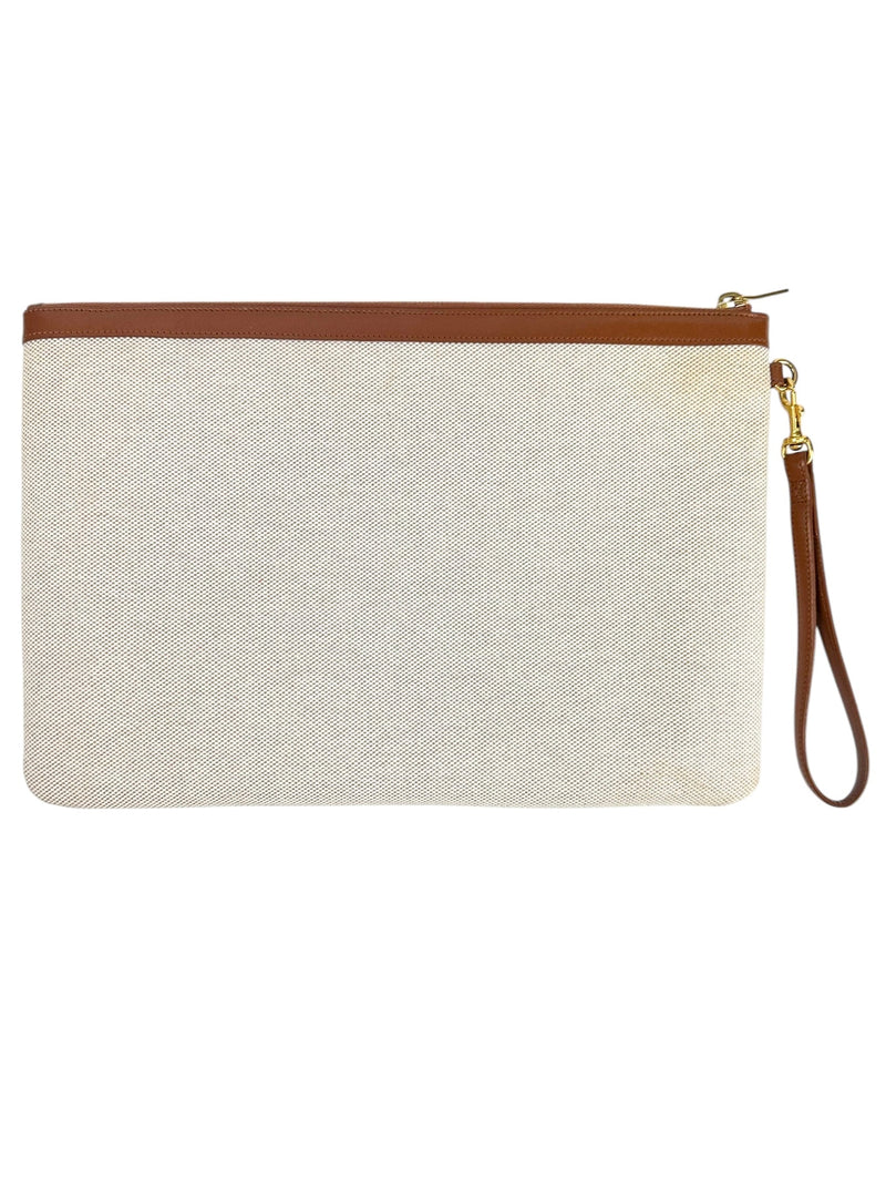 Saint Laurent Beige Monogram Holder Pouch Bag