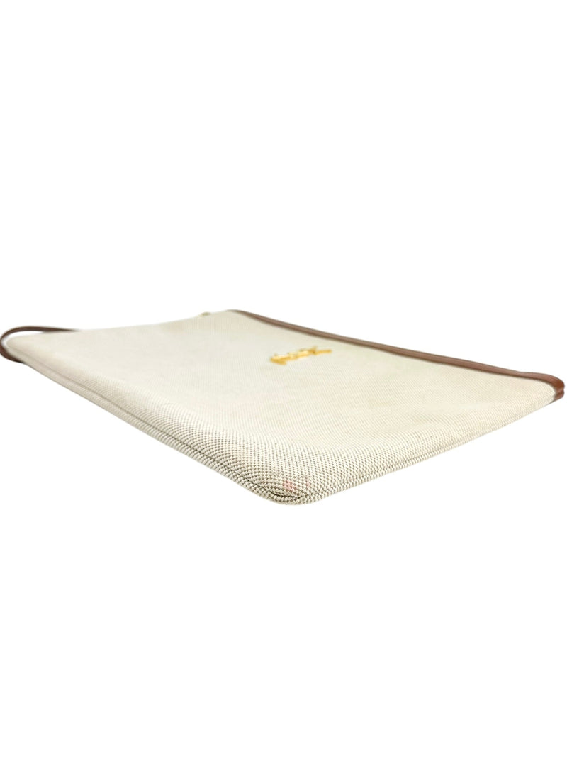 Saint Laurent Beige Monogram Holder Pouch Bag