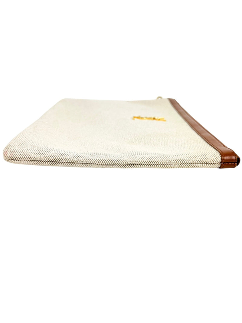 Saint Laurent Beige Monogram Holder Pouch Bag