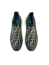 Fendi Brown Zucca FF Sock Sneakers Size 8