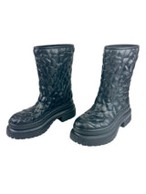 Valentino Black Rubber Rose Edition Rain Boots Size 37