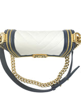 Chanel Blue and White Boy Flap Calfskin Small with Braided Detail Bag