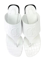 Christian Louboutin White Crocodile Embossed 55 Mule Sandals Size 39