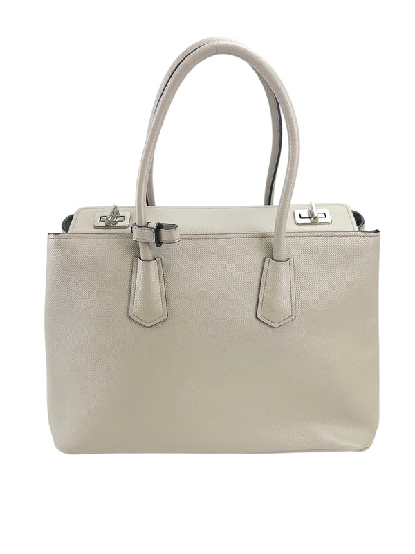 Prada Grey Saffiano Leather Medium Turnlock Handbag