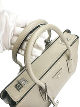 Prada Grey Saffiano Leather Medium Turnlock Handbag