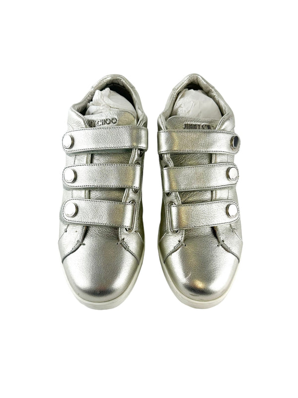 Jimmy Choo Silver Straps Sneakers Size 38.5