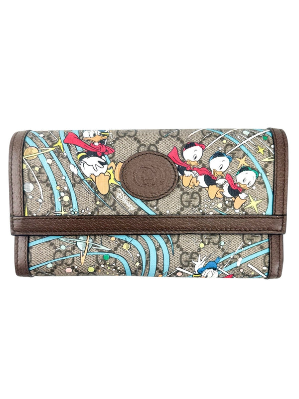 Gucci x Disney Brown Donald Duck Web GG Supreme Wallet Limited Edition