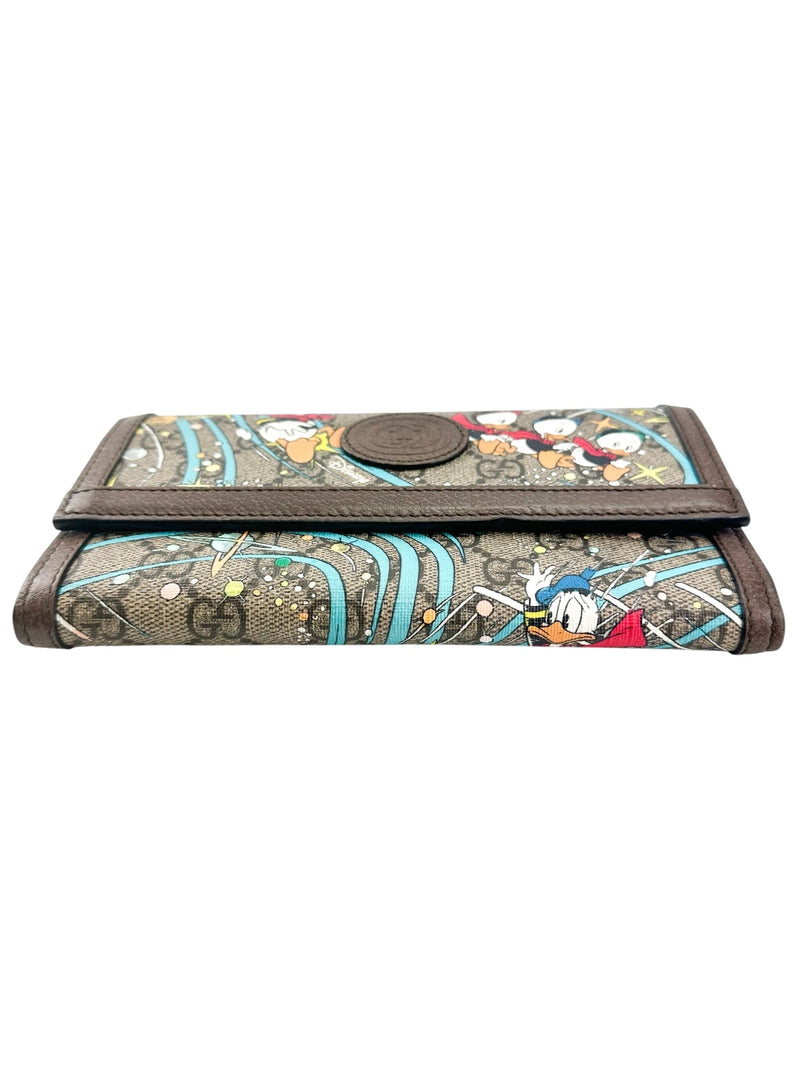 Gucci x Disney Brown Donald Duck Web GG Supreme Wallet Limited Edition