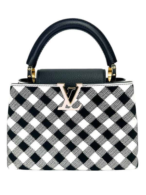 Louis Vuitton Black & White Vichy Print BB Capucines