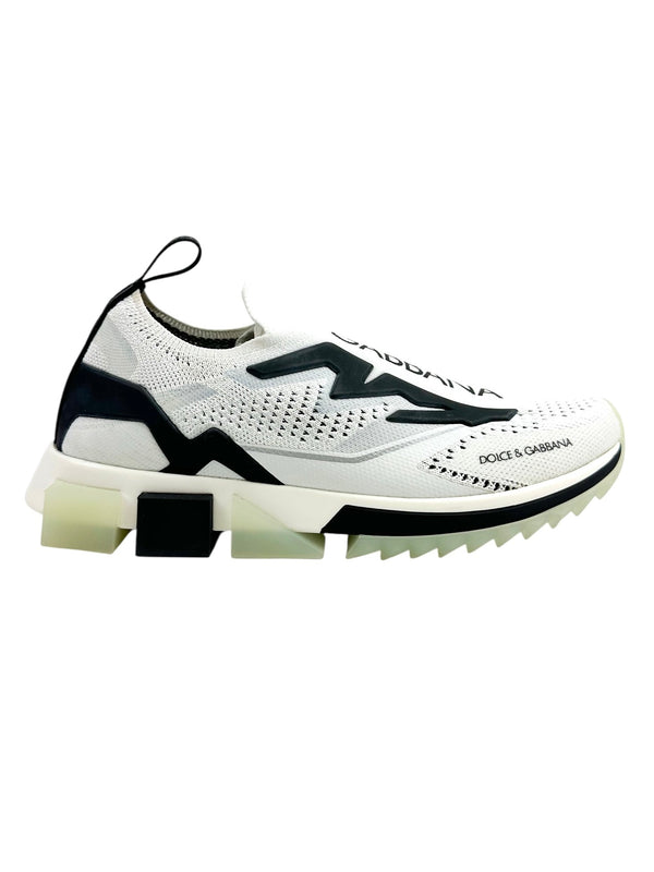 Dolce & Gabbana White/Black Sorrento Slip on Sneakers