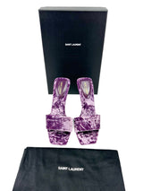 Saint Laurent Purple Baliqua Slip on High Heel Sandals Size 38