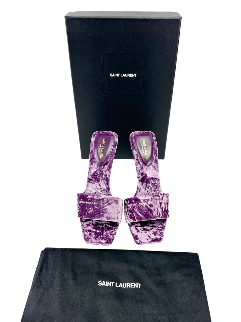Saint Laurent Purple Baliqua Slip on High Heel Sandals Size 38