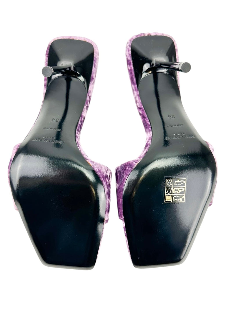 Saint Laurent Purple Baliqua Slip on High Heel Sandals Size 38