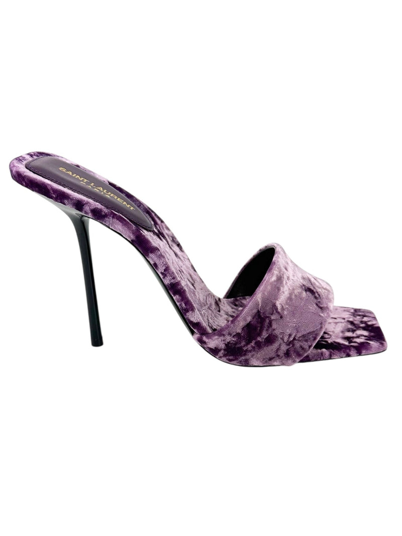 Saint Laurent Purple Baliqua Slip on High Heel Sandals Size 38