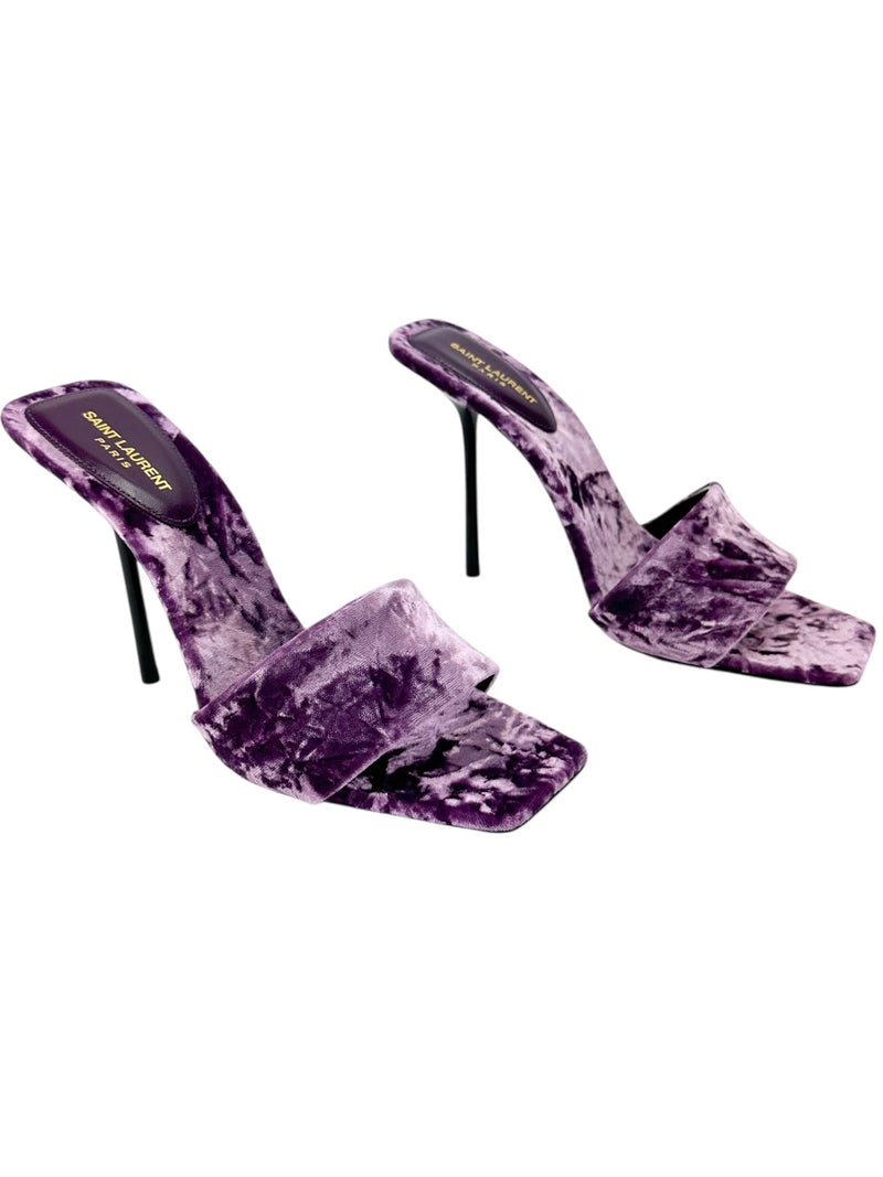 Saint Laurent Purple Baliqua Slip on High Heel Sandals Size 38