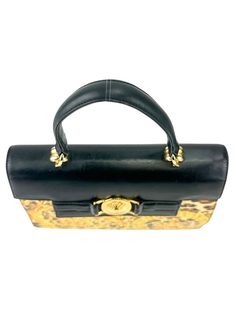 Gianni Versace Black Sunburst Baroque Handbag