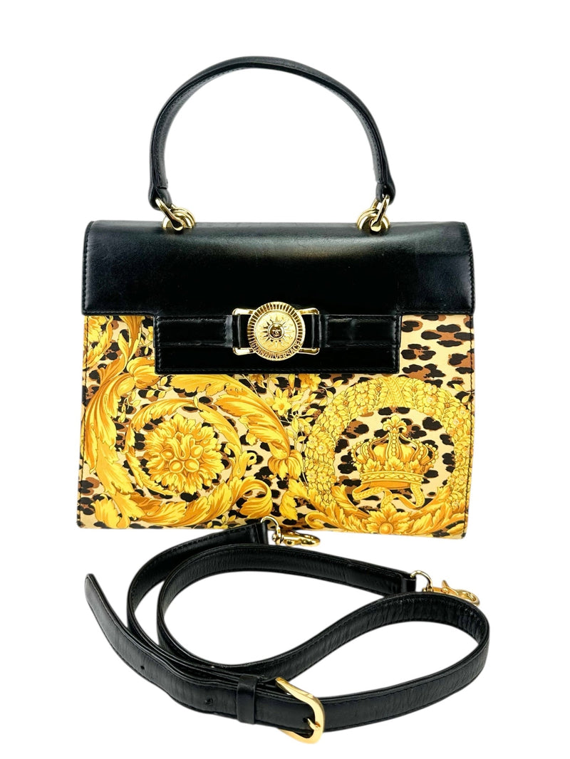 Gianni Versace Black Sunburst Baroque Handbag