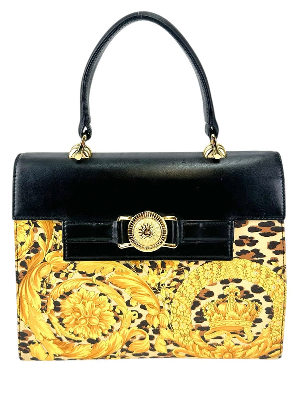 Gianni Versace Black Sunburst Baroque Handbag