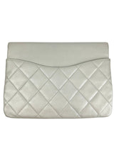 Chanel Silver Quilted Timeless CC Clutch