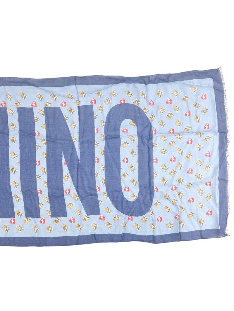 Moschino Blue Bear Cotton Scarf
