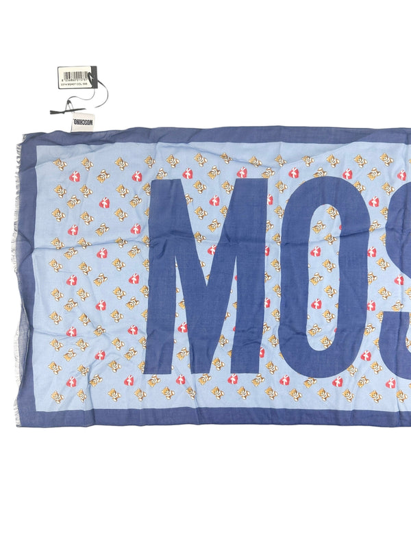 Moschino Blue Bear Cotton Scarf