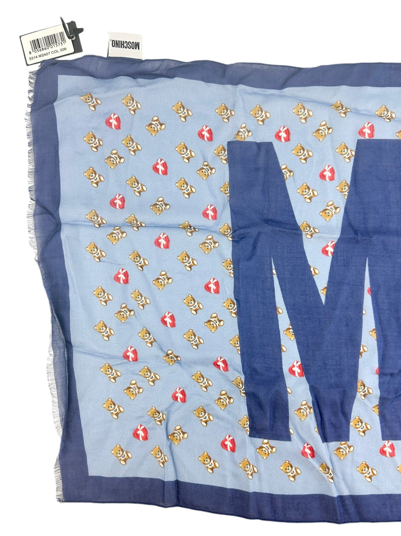 Moschino Blue Bear Cotton Scarf