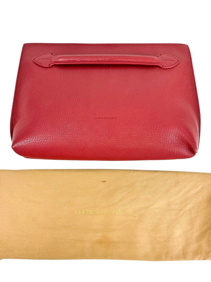 Burberry Burgundy Leather Clutch