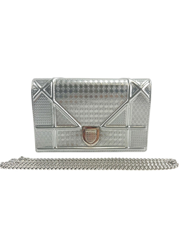 Christian Dior Metallic Silver Diorama Shoulder Bag