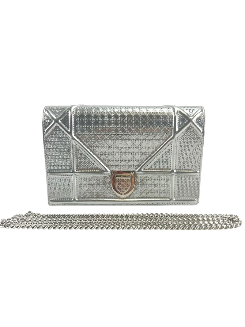 Christian Dior Metallic Silver Diorama Shoulder Bag