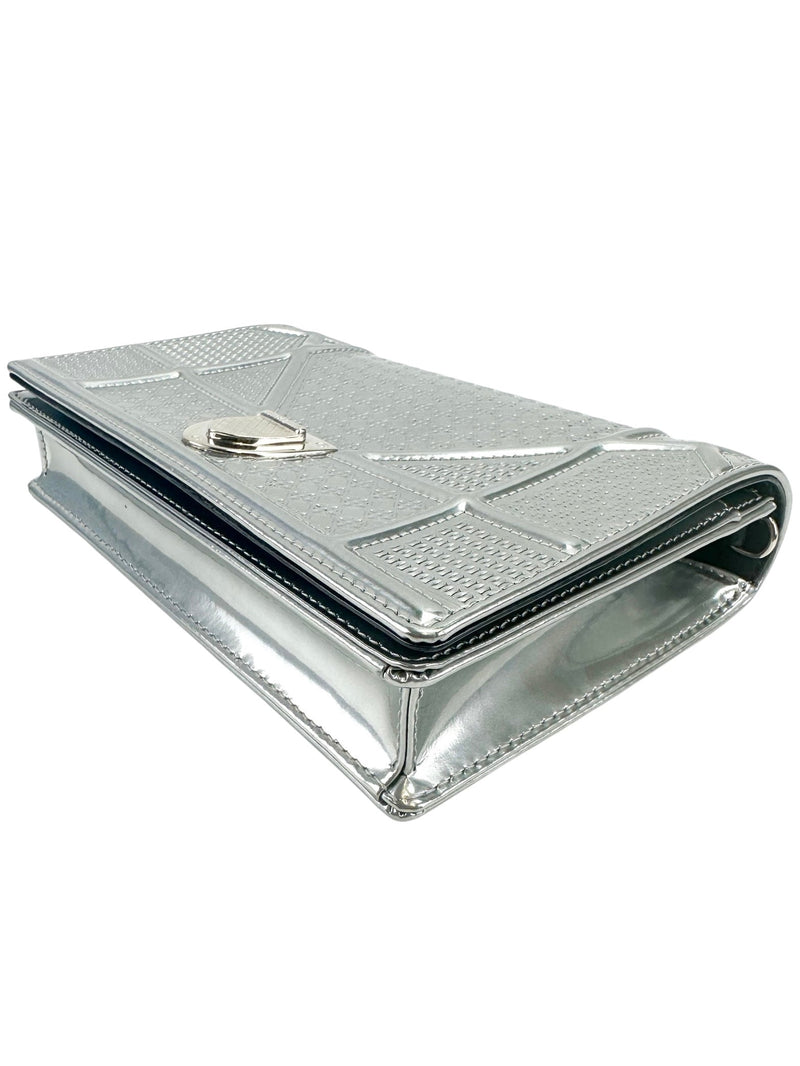 Christian Dior Metallic Silver Diorama Shoulder Bag