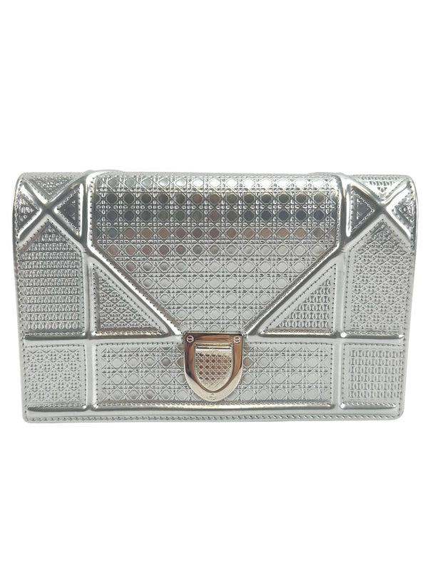 Christian Dior Metallic Silver Diorama Shoulder Bag