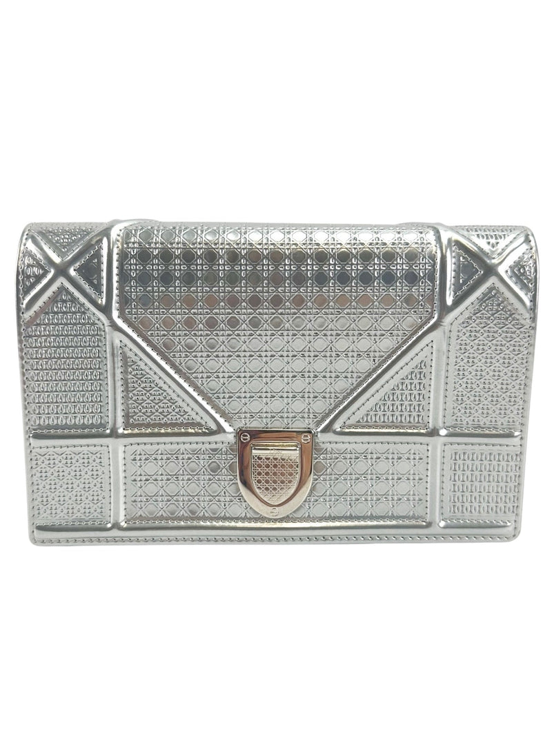 Christian Dior Metallic Silver Diorama Shoulder Bag