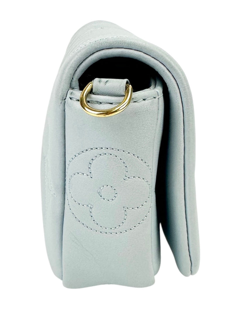Louis Vuitton Blue Calfskin Bubblegram Wallet on Strap