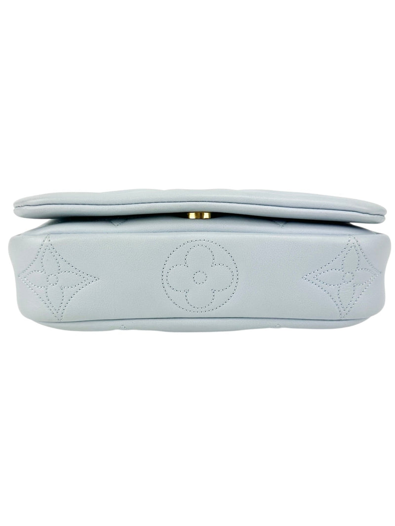 Louis Vuitton Blue Calfskin Bubblegram Wallet on Strap